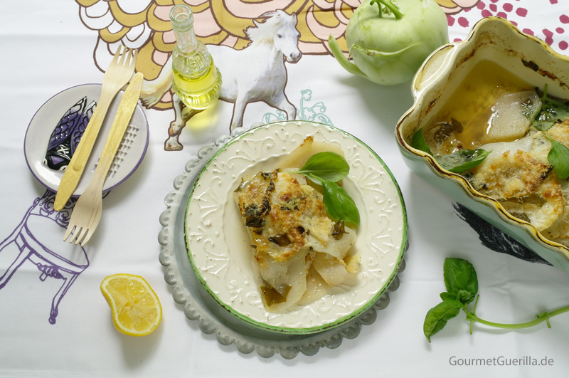 Kohlrabigratin with lemon and basil #recipe #gourmetguerilla